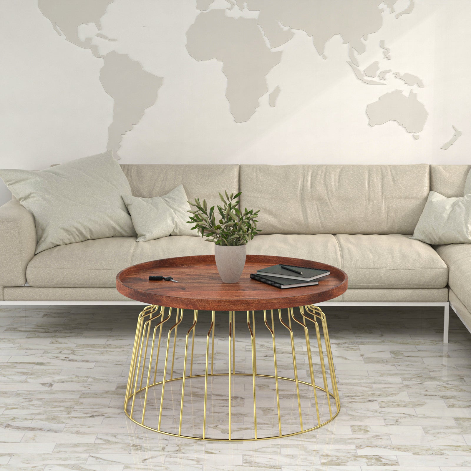Nilkamal Tamas Coffee Table (Honey Brass)