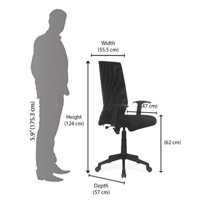 Nilkamal Thames High Back Mesh Chair (Black)