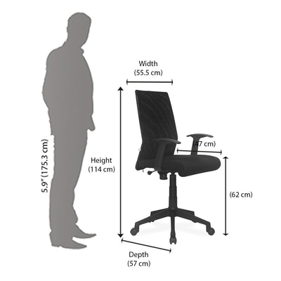 Nilkamal Thames Mid Mesh Back Chair (Black)