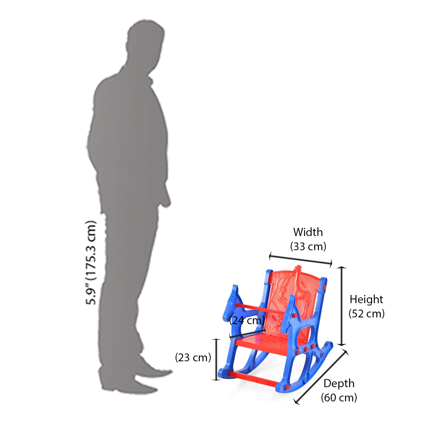 Nilkamal Toy Jungle Plastic Kids Arm Chair (Blue / Red)