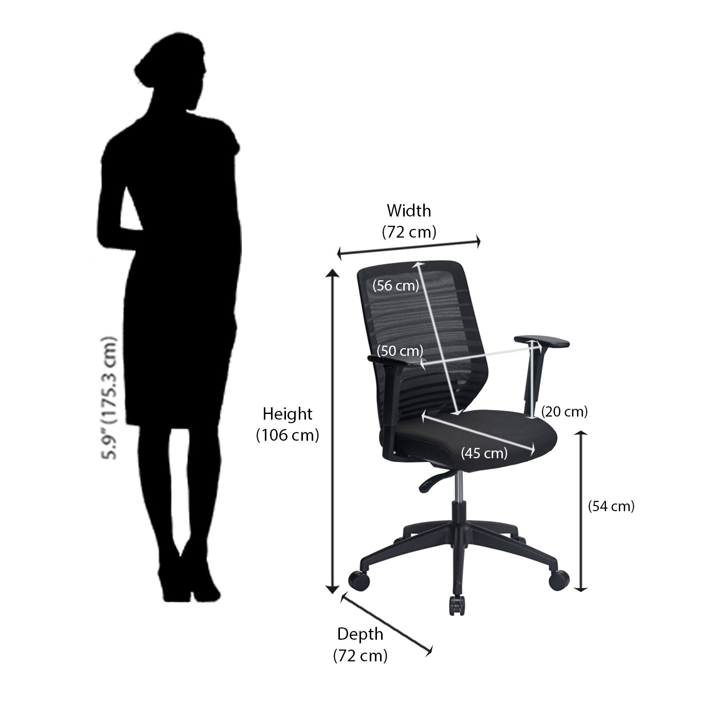 Nilkamal Trenton Mid Back Office Chair (Black)