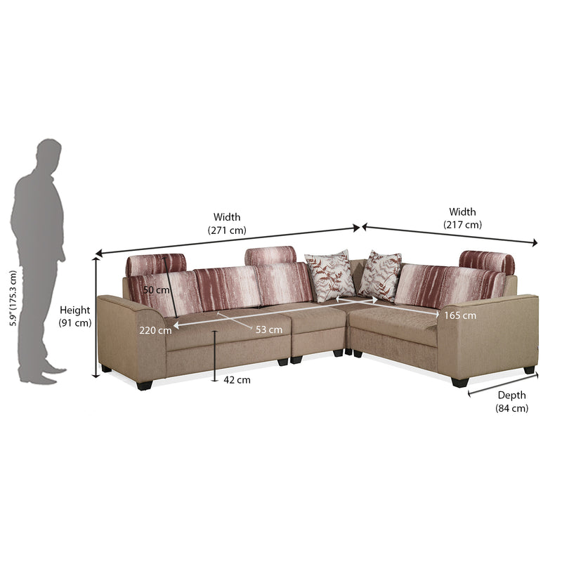 Nilkamal Tripoli Corner Sofa (Brown) - Nilkamal Furniture