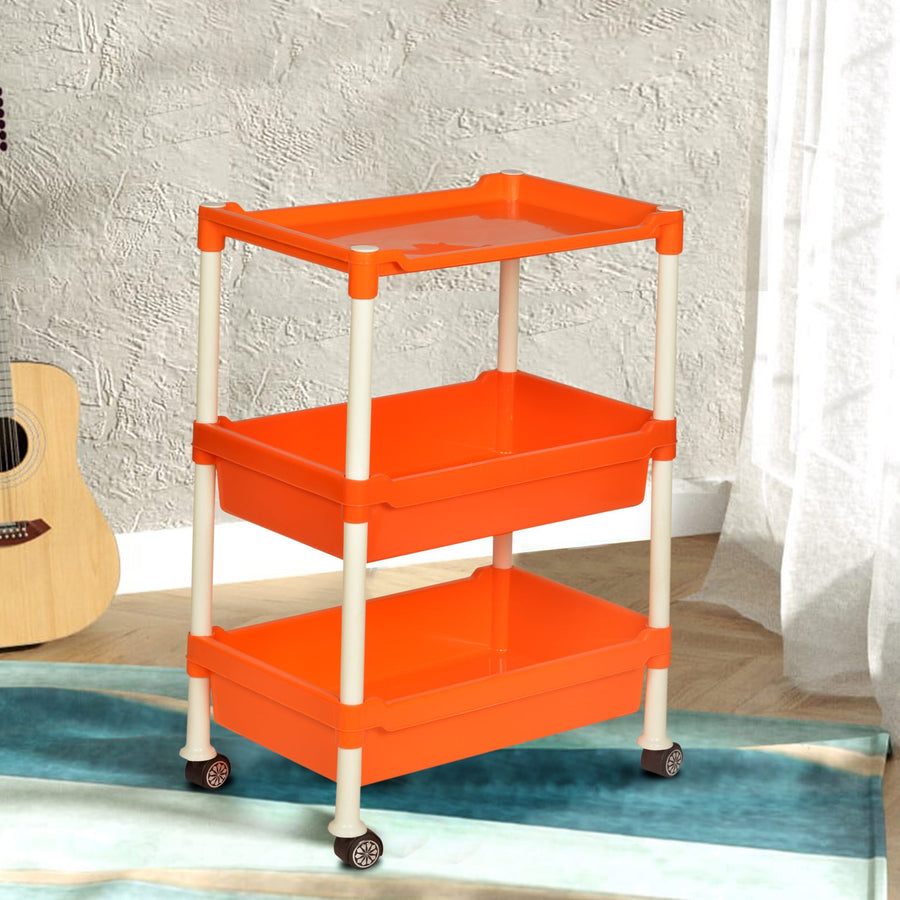 Nilkamal Trolley 15 (Cream & Bright Orange)