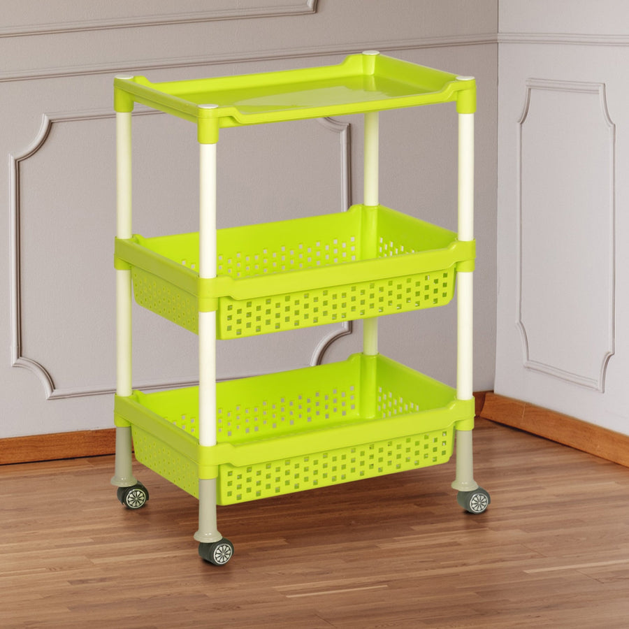 Nilkamal Trolley 15 (Cream & Citrus Green)