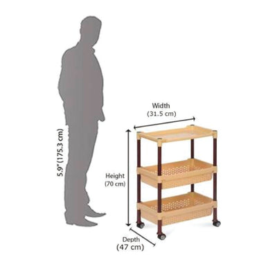 Nilkamal Trolley 15 (Maroon & Marble Beige)