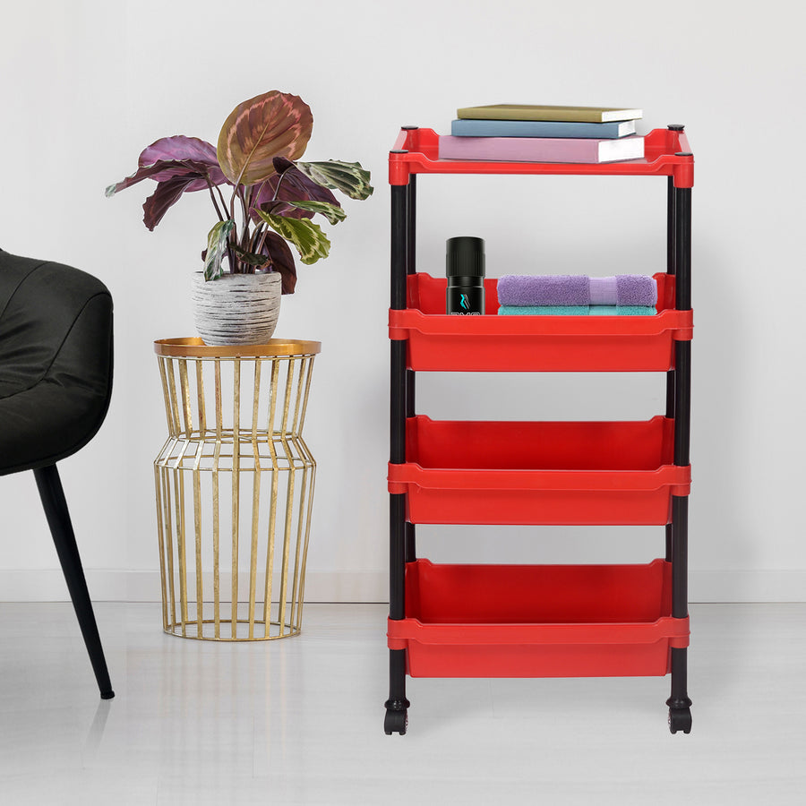 Nilkamal Trolley 23 (Black and Bright Red)