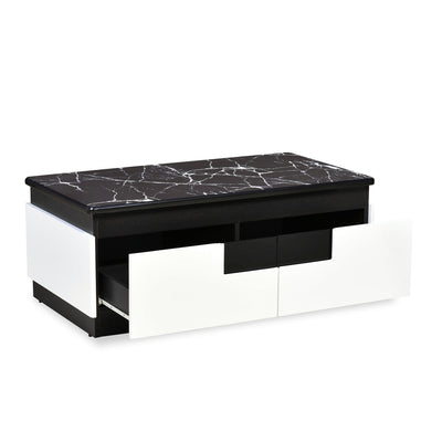 Nilkamal Vegas Marble Pattern Top Center Table (Black / White)