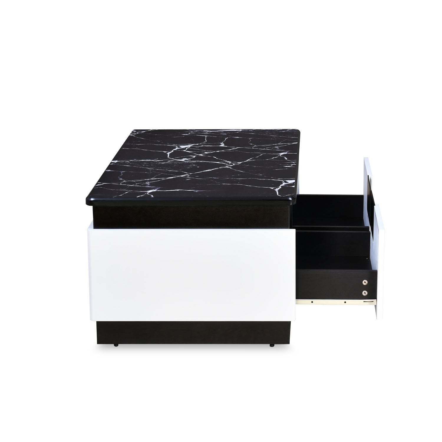 Nilkamal Vegas Marble Pattern Top Center Table (Black / White)