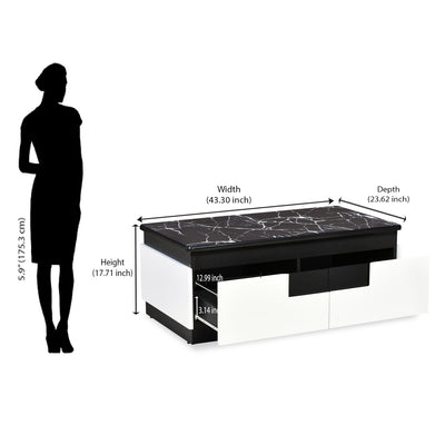 Nilkamal Vegas Marble Pattern Top Center Table (Black / White)