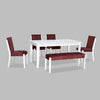 Nilkamal Vera Solid Wood 6 Seater Dining Set with Bench (White)