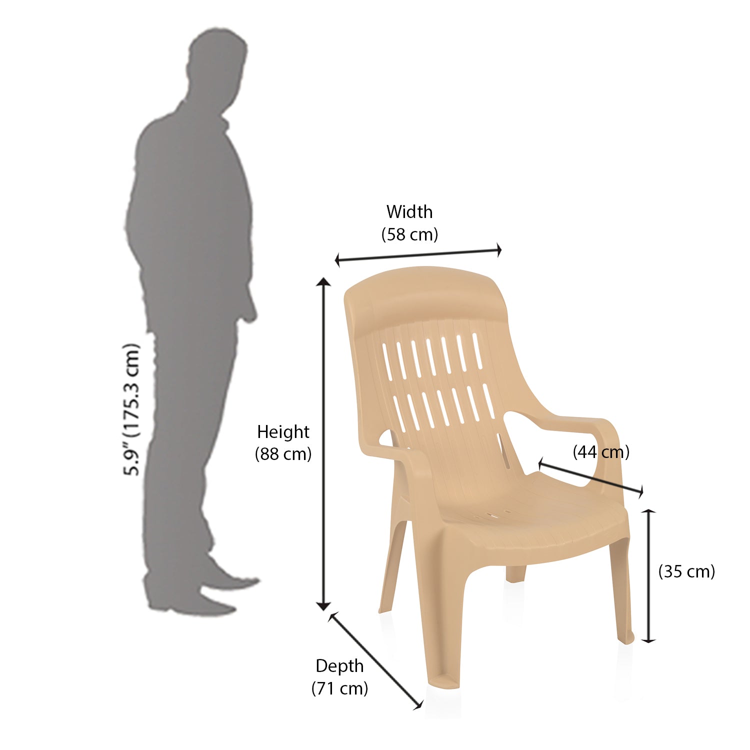 Nilkamal Weekender Plastic Arm Chair (Biscuit)