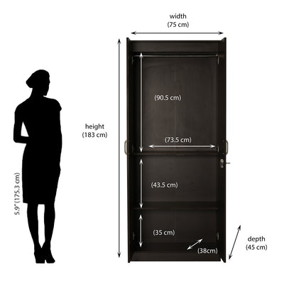 Nilkamal Willy 2 Door without Mirror Wardrobe (New Wenge)
