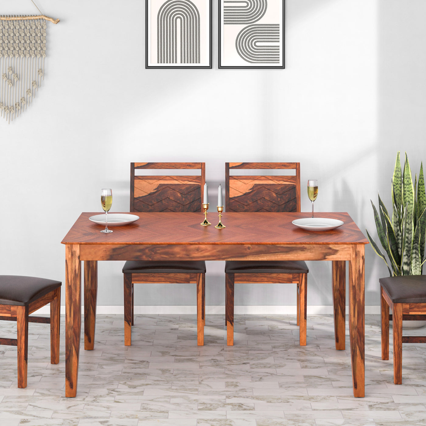 Nilkamal Wonder Solid Wood Dining Table (Honey)