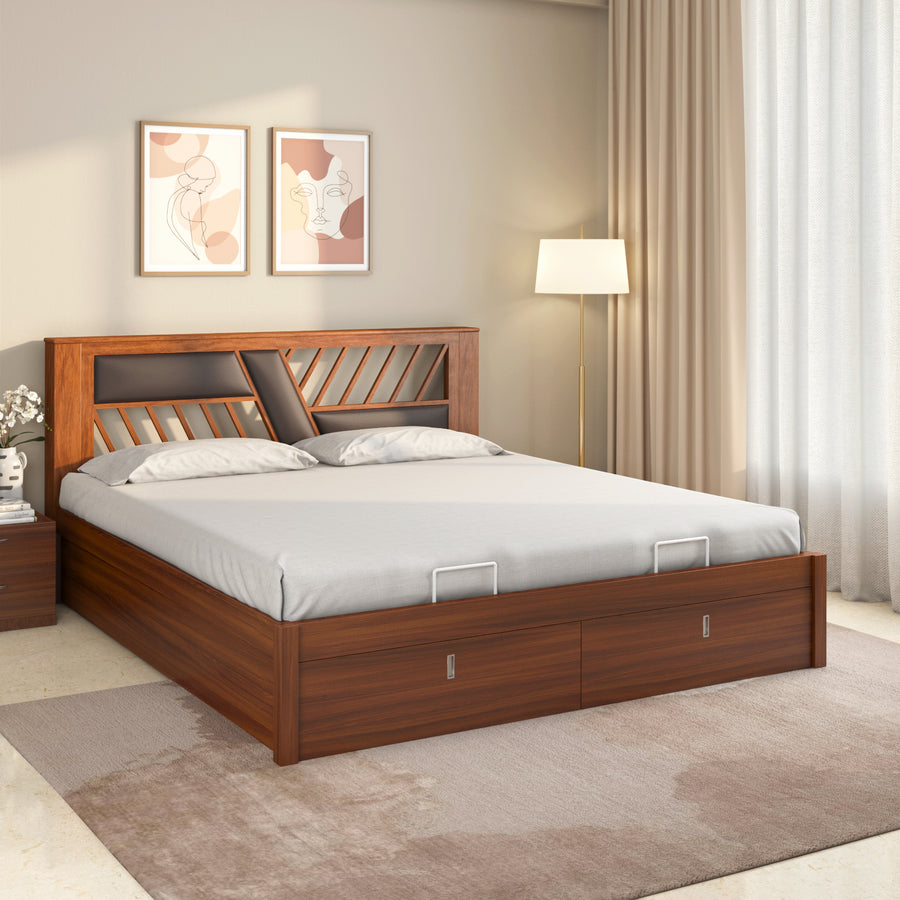 Nilkamal Zion Premier Bed With Full Hydraulic Storage (Walnut)