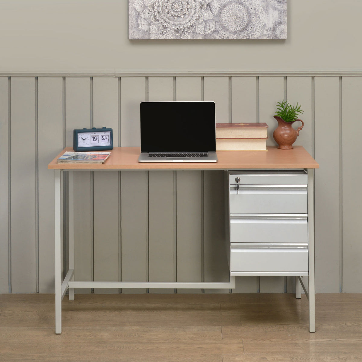 Nilkamal Zurina 4 ft Office Table (Grey Beech) Nilkamal Furniture