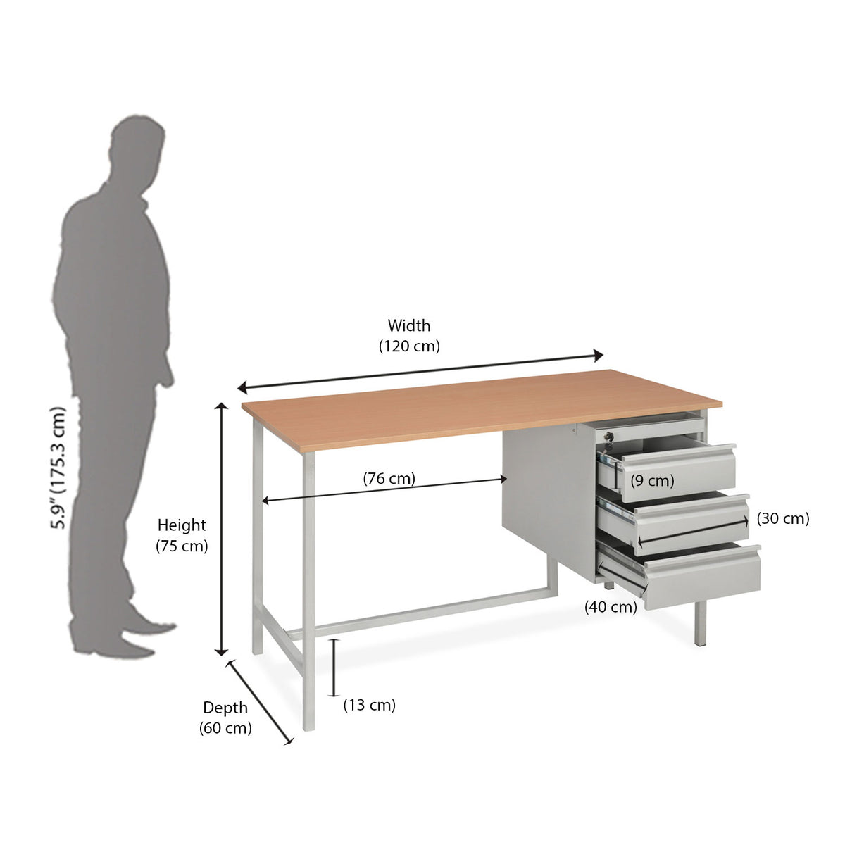 Nilkamal Zurina 4 ft Office Table (Grey Beech) Nilkamal Furniture