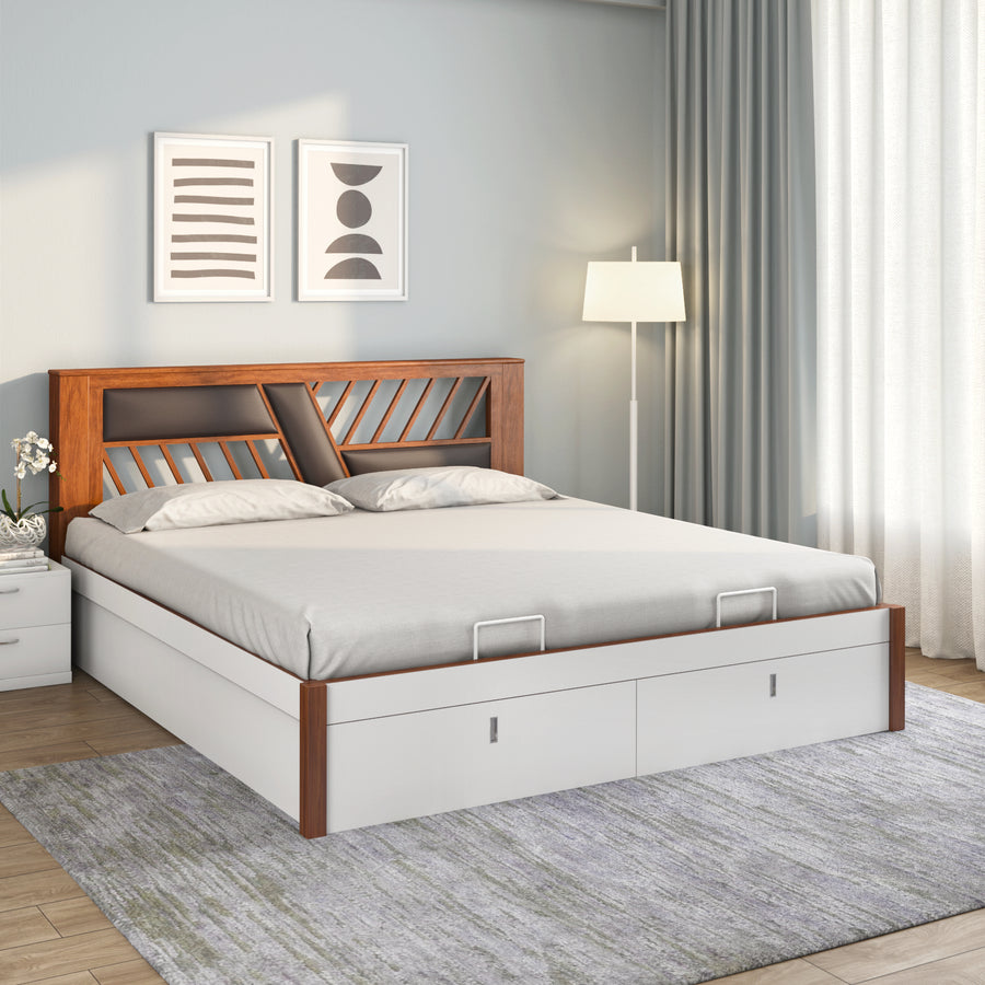 Nilkamal Zion Premier Bed With Hydraulic Storage (White)
