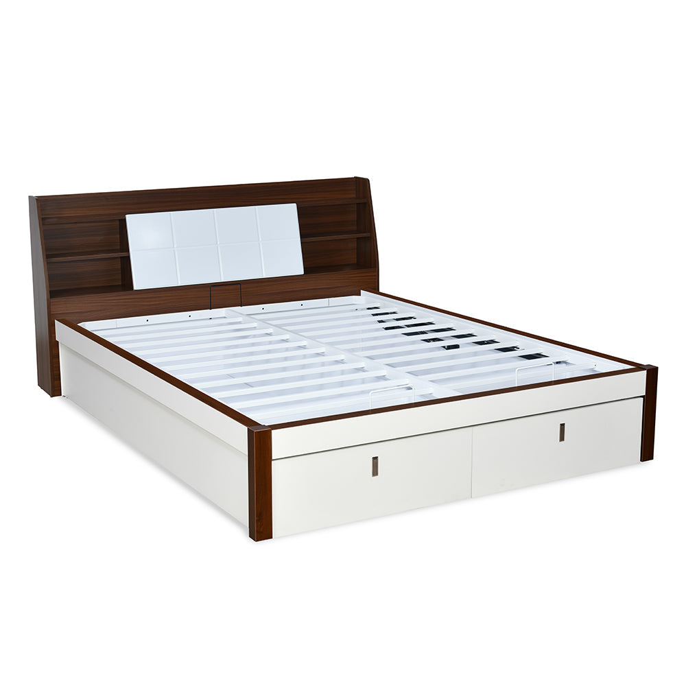 Nilkamal Ornate Premier Bed With Full Hydraulic Storage (White)