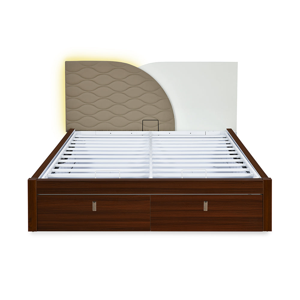 Nilkamal Plush Premier Bed With Full Hydraulic Storage (Walnut)