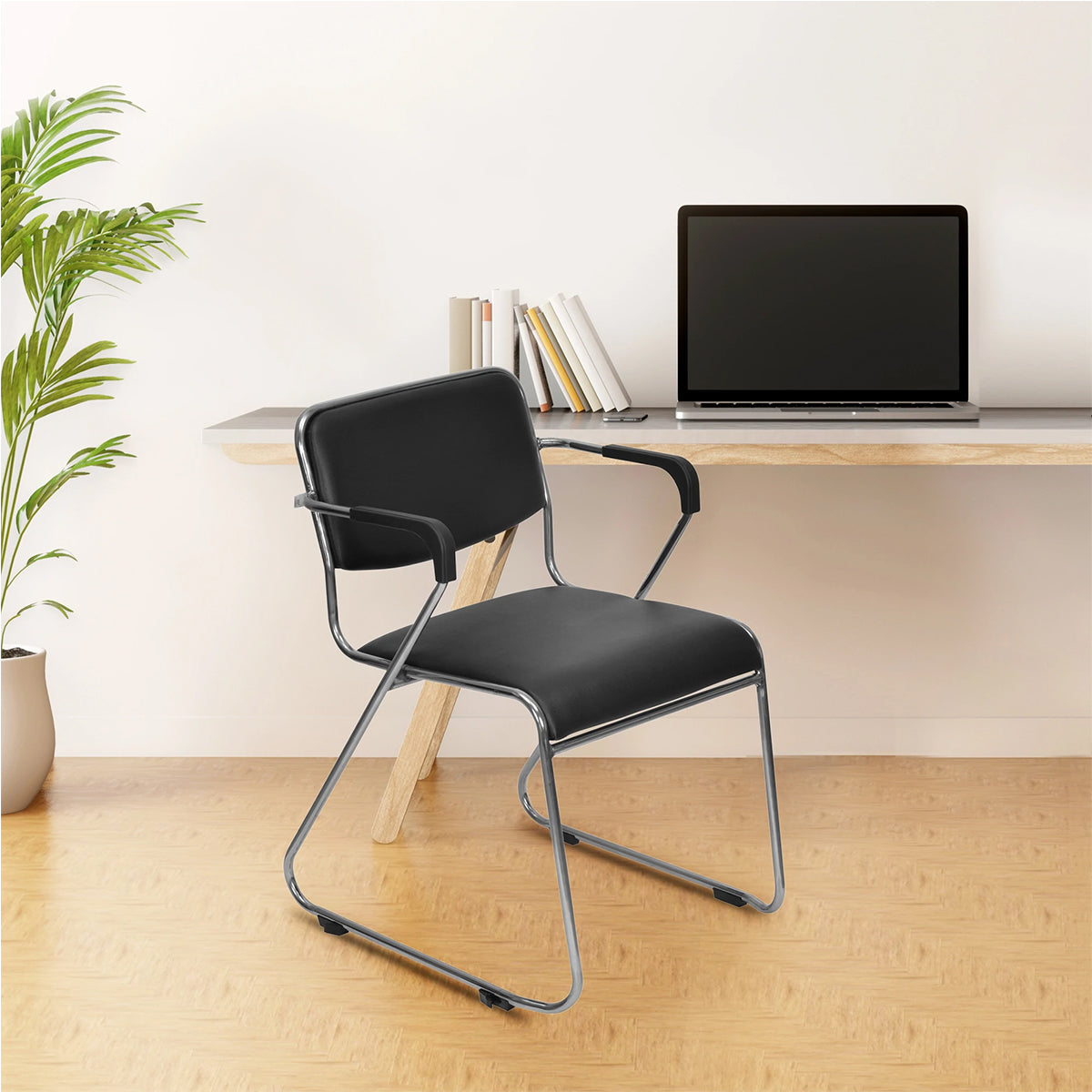 Nilkamal Contract 01 with Arm Visitor Chair (Black)