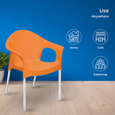 Nilkamal Novella 09 Plastic Arm Chair (Orange)