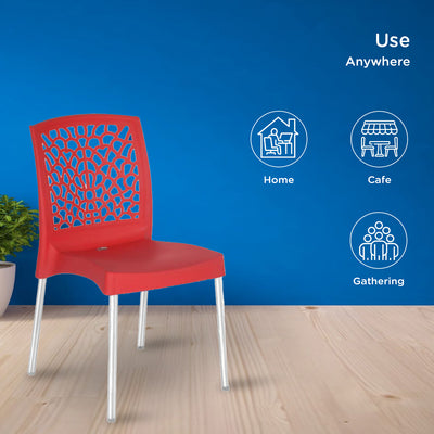 Nilkamal Novella 19 Plastic Armless Chair (Bright Red)