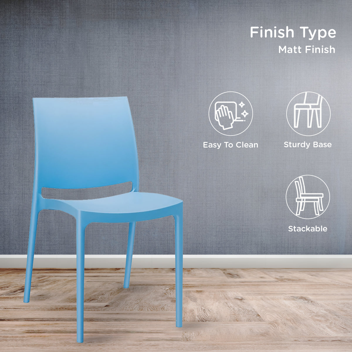Nilkamal Novella 08 Plastic Armless Chair (Blue)