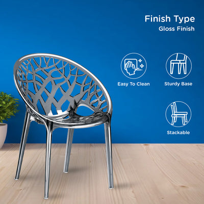 Nilkamal Crystal Polycarbonate Armless Chair (Dream Grey)