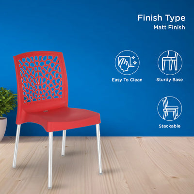 Nilkamal Novella 19 Plastic Armless Chair (Bright Red)