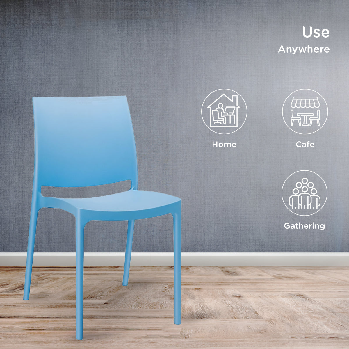 Nilkamal Novella 08 Plastic Armless Chair (Blue)