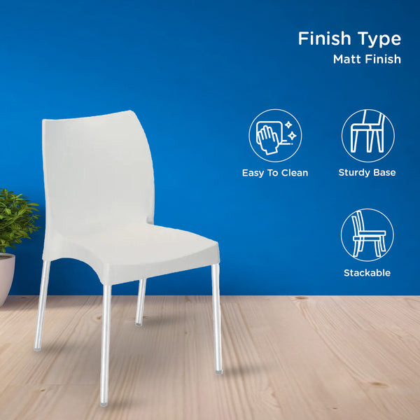 Nilkamal Novella 07 Plastic Armless Chair (Milky White)