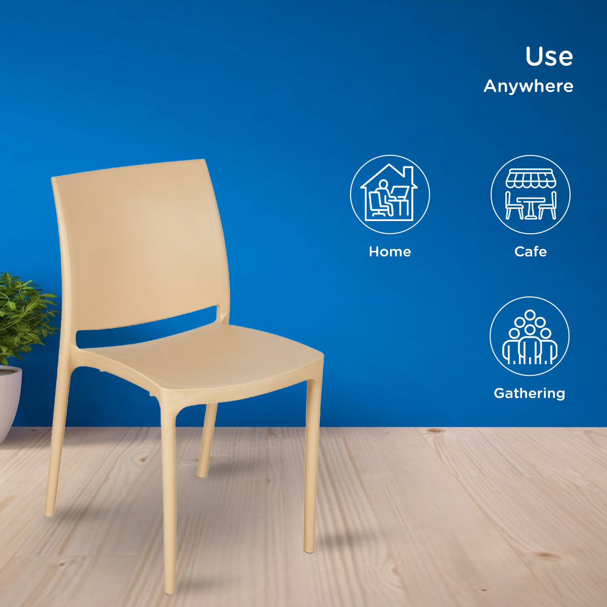 Nilkamal Novella 08 Plastic Armless Chair (Biscuit)