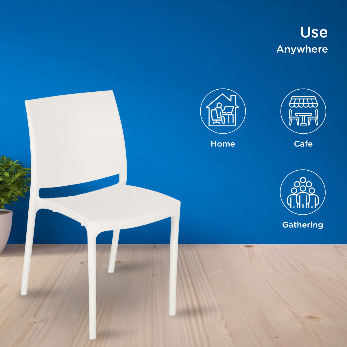 Nilkamal Novella 08 Plastic Armless Chair (Milky White)