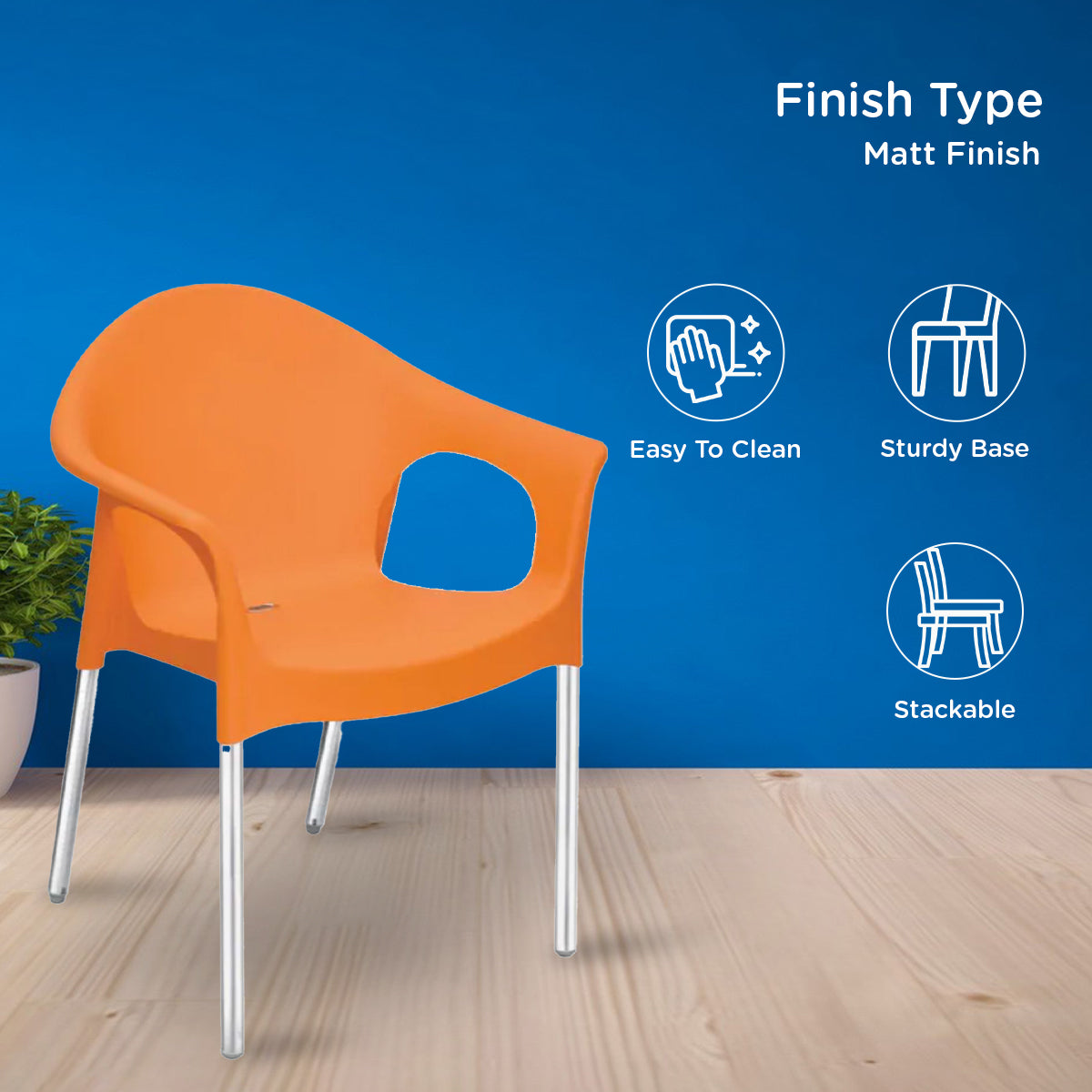 Nilkamal Novella 09 Plastic Arm Chair (Orange)