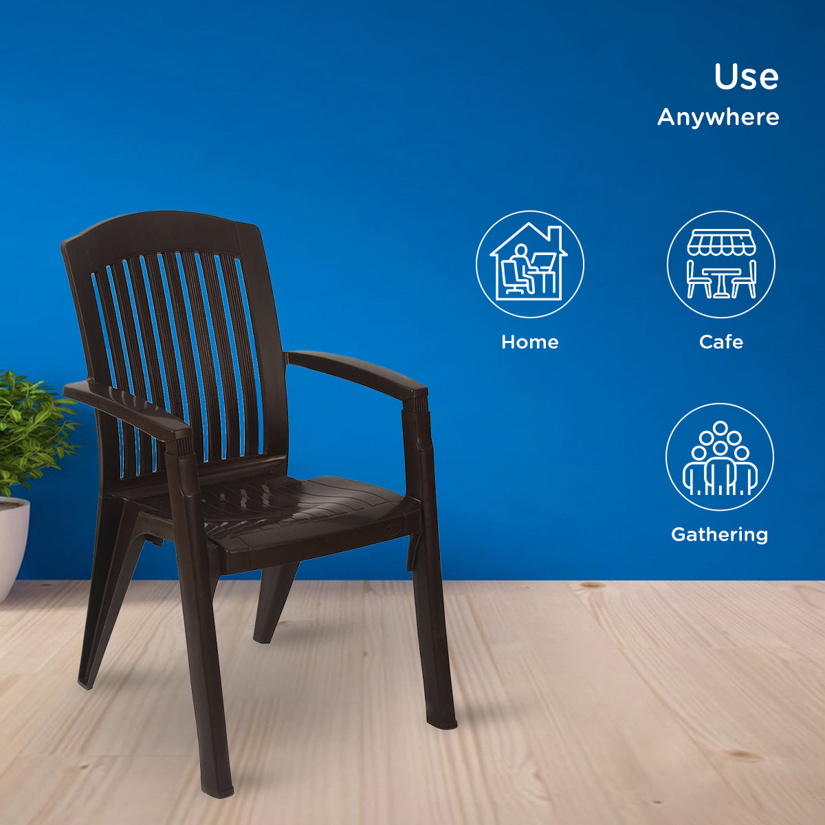 Nilkamal Heritage Plastic Arm Chair (Weather Brown)