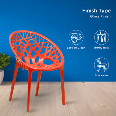 Nilkamal Crystal Polypropylene Armless Chair (Bright Red)