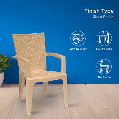 Nilkamal CHR2225 Plastic Arm Chair (Marble Beige)