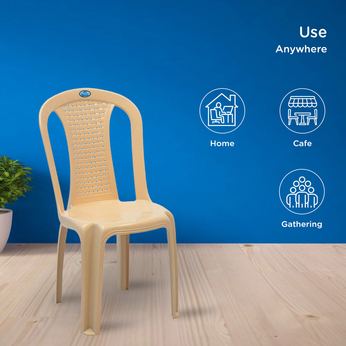 Nilkamal CHR4002 Plastic Armless Chair (Marble Beige)