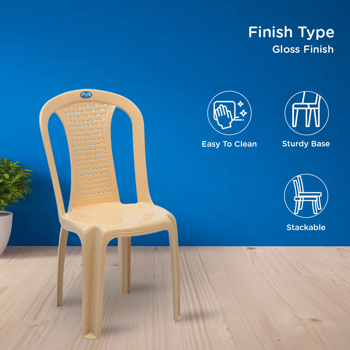 Buy Nilkamal CHR4002 Plastic Armless Chair (Marble Beige) Online