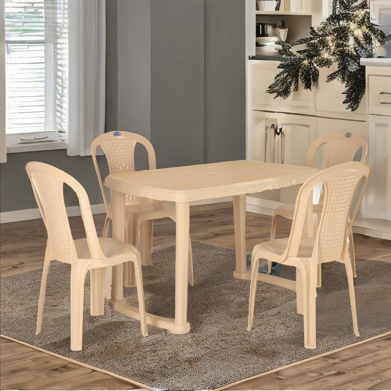 Nilkamal shahenshah rectangular plastic 4 seater dining 2025 set