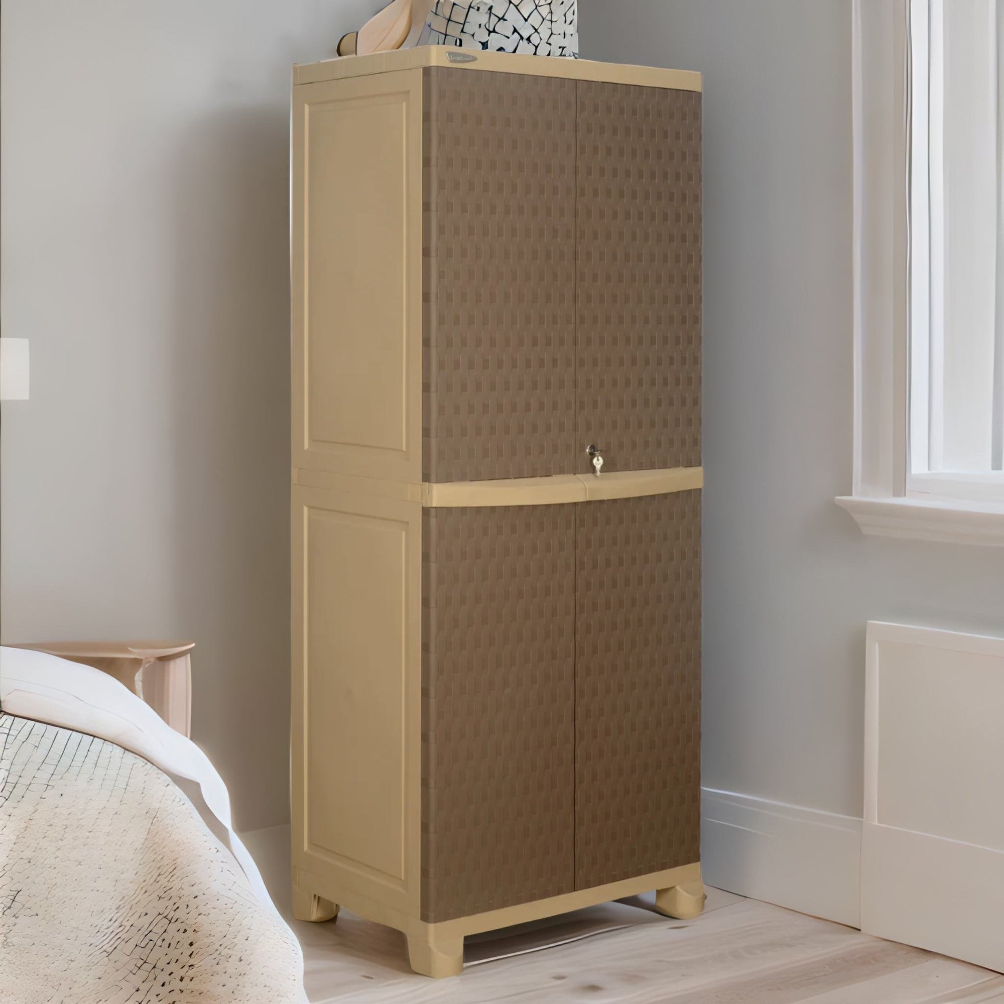 Nilkamal Freedom Big 6 (FB 6) Plastic Storage Cabinet (Ratan Dark Beige / New Cream)