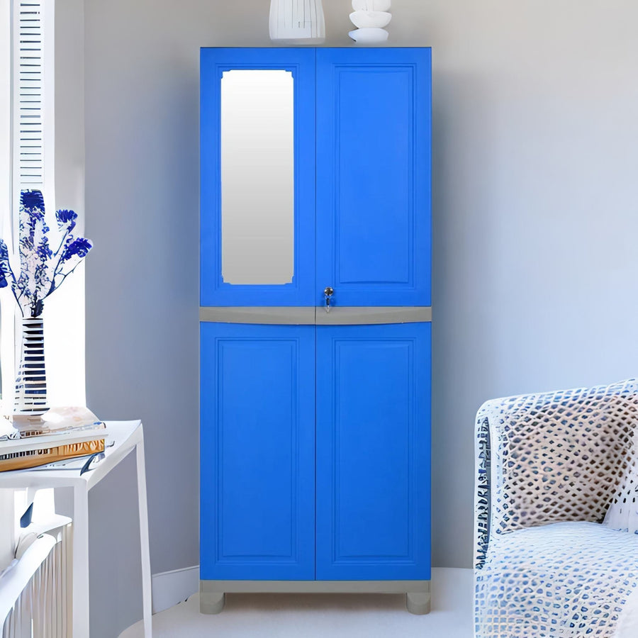 Nilkamal Freedom Big 1 (FB1M) Plastic Storage Cabinet with Mirror (Deep Blue & Grey)